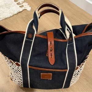 The Rugged Museum Denim Netted Leather Trim Tote